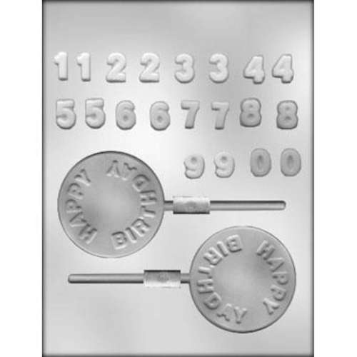 Happy Birthday and Numbers Lollipop Chocolate Mould - Click Image to Close